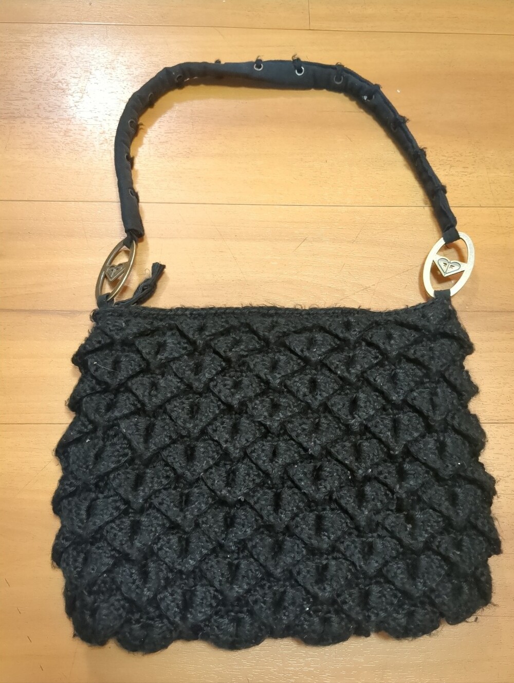 Roxy Knitted Crochet Black Bag (READ)